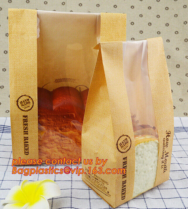 eco printed cheap recycled brown kraft bread packaging paper bags